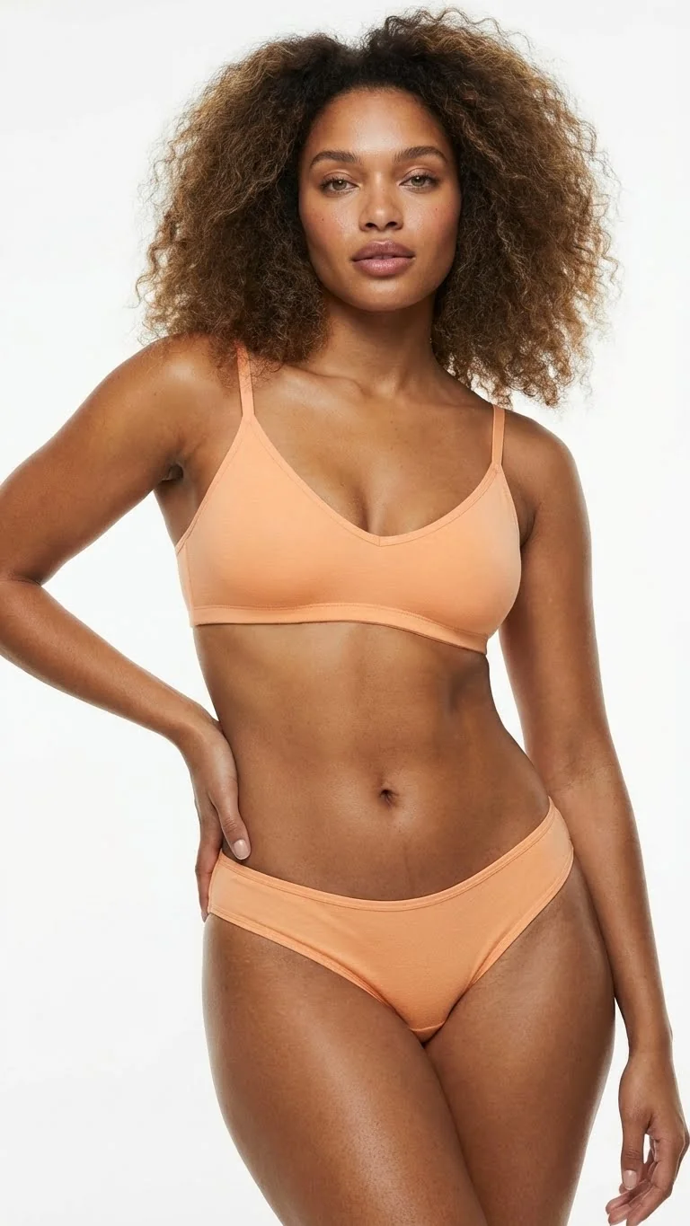 Muted Peach Pamuklu Penye Slip Külot - Ön Görünüm